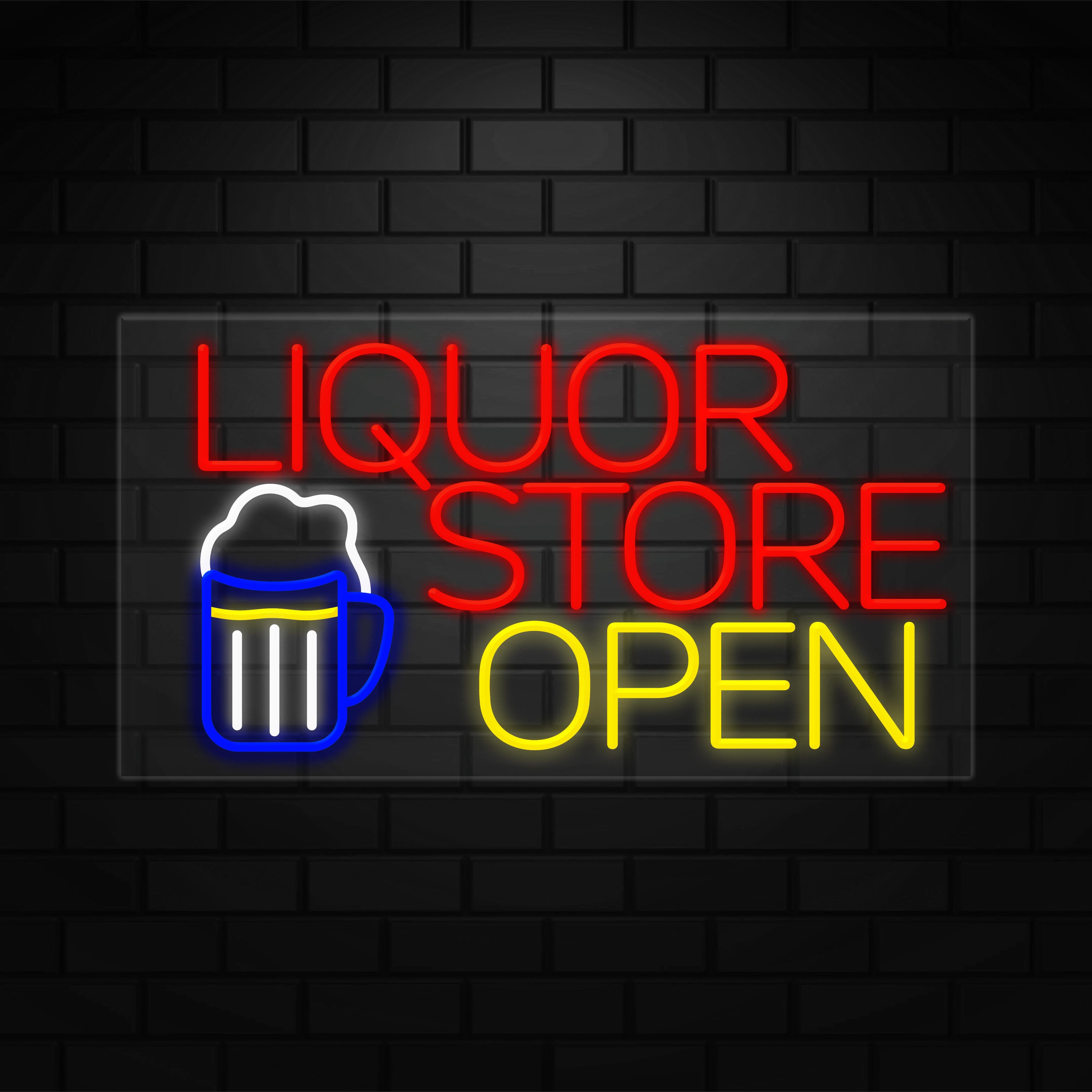 Liquor Store Open Sign for Retail Displays | LED Flex Neon | 37"W x 20