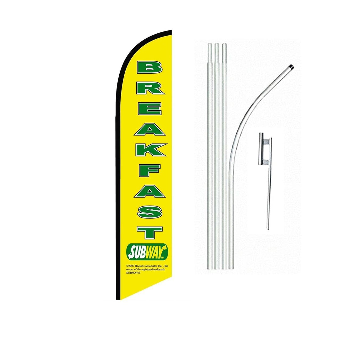 Yellow Sign Breakfast Chain Subway Breakfast Yellow Swooper Flutter Feather Flag | 3ft W x 11.5ft