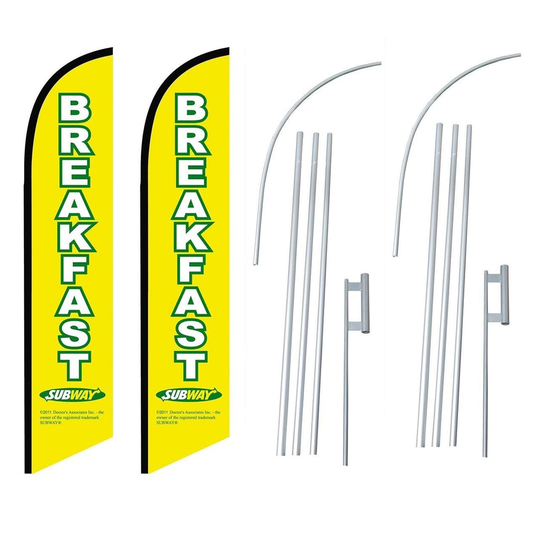 Yellow Sign Breakfast Chain Subway Breakfast Yellow Swooper Flutter Feather Flag | 3ft W x 11.5ft
