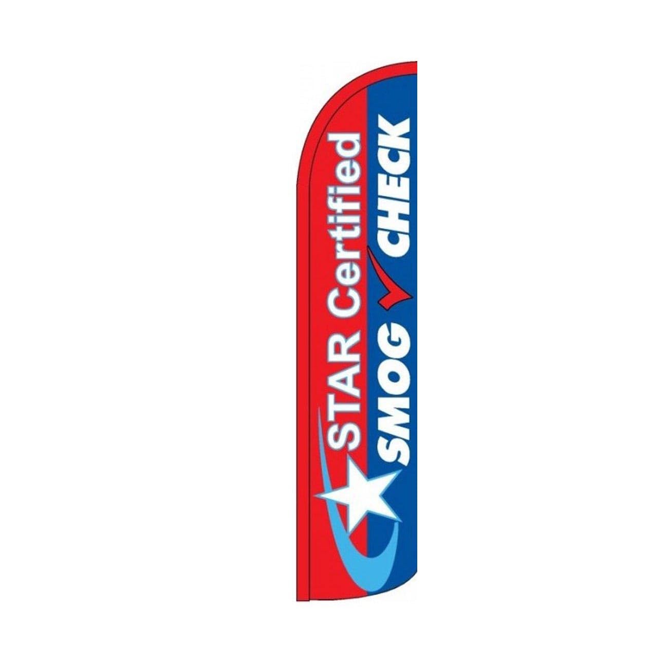 Star Smog Check Swooper Flutter Feather Flag | 3ft W x 11.5ft Tall
