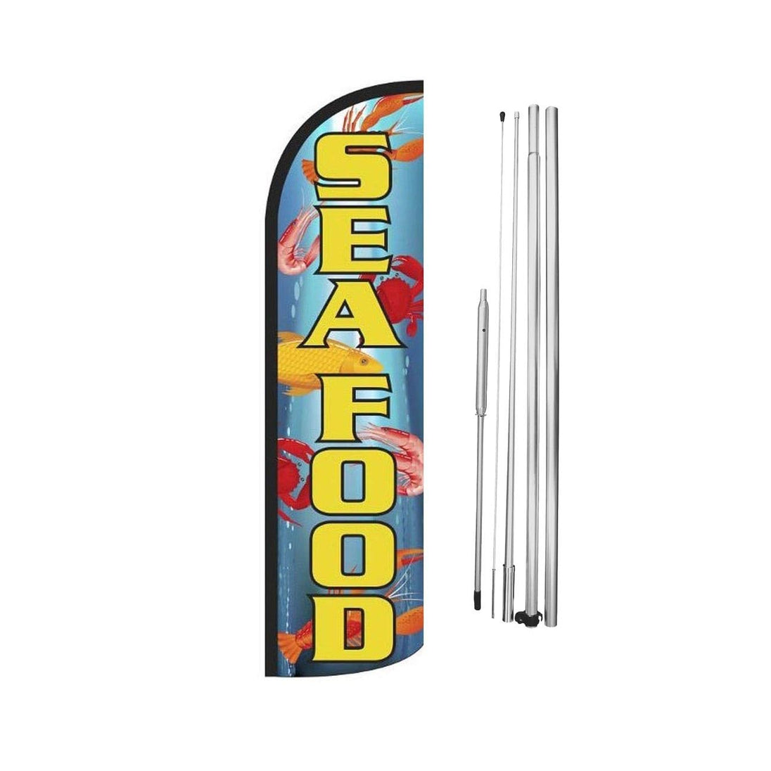 Food Stringer Flags Sea Food Swooper Flutter Windless Feather Flag | 3ft W x 11.5ft Tall