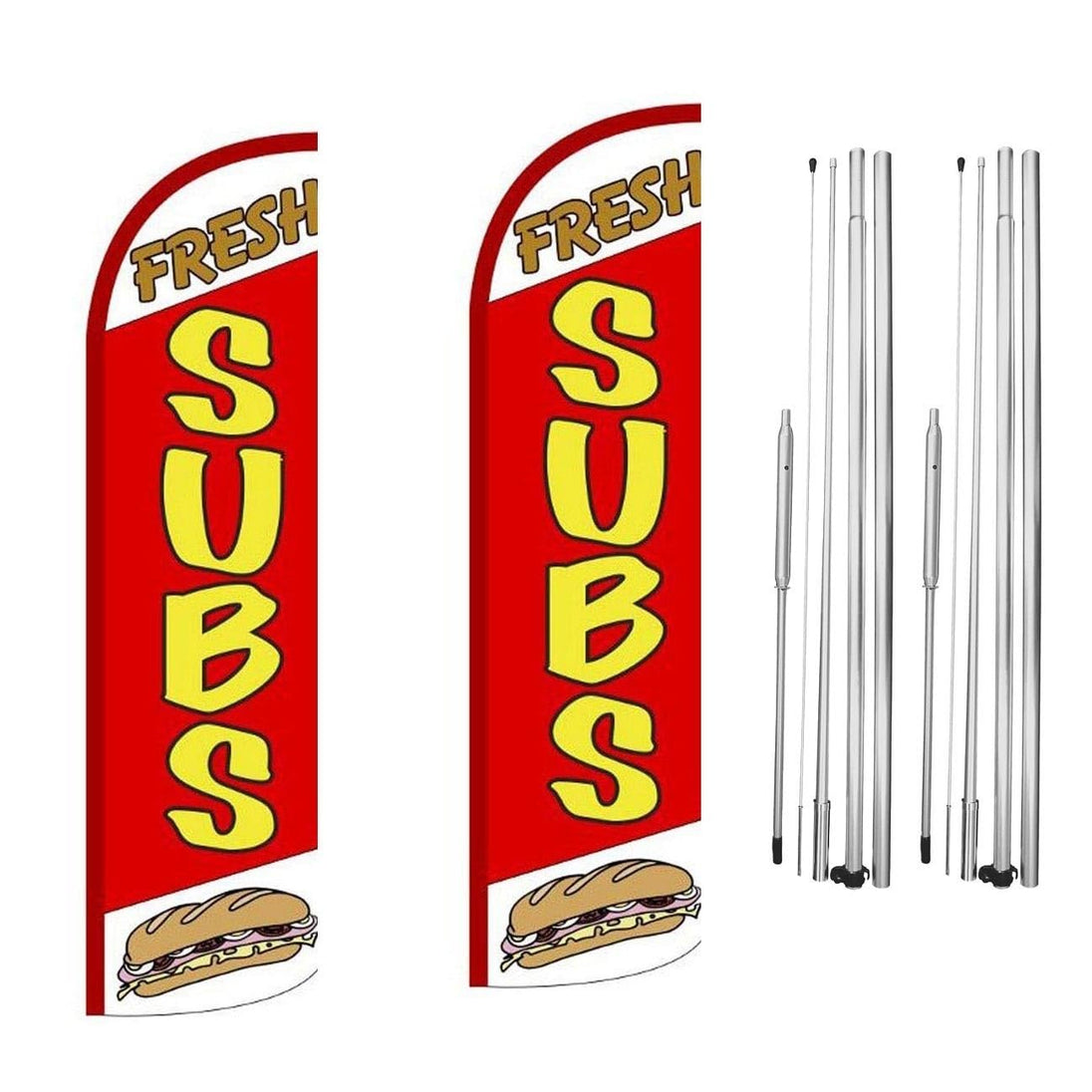 Commerce Subs Fresh Subs Swooper Flutter Windless Feather Flag | 3ft W x 11.5ft Tall