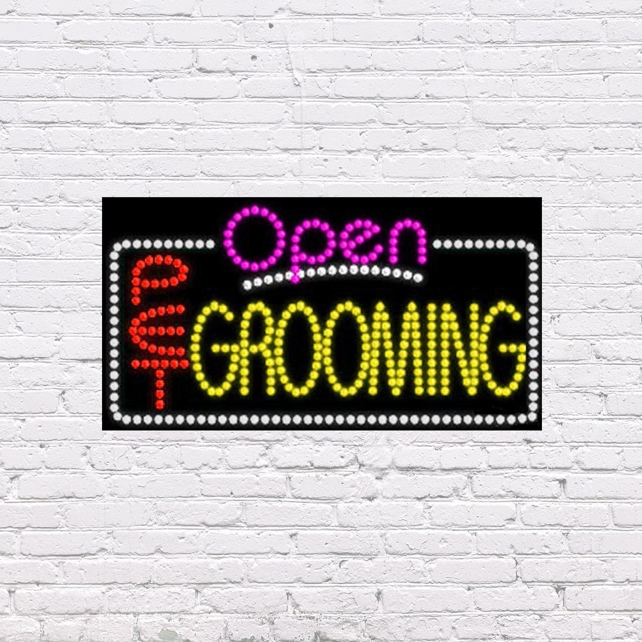 LED Open Pet Grooming | Light-up Sign | 31