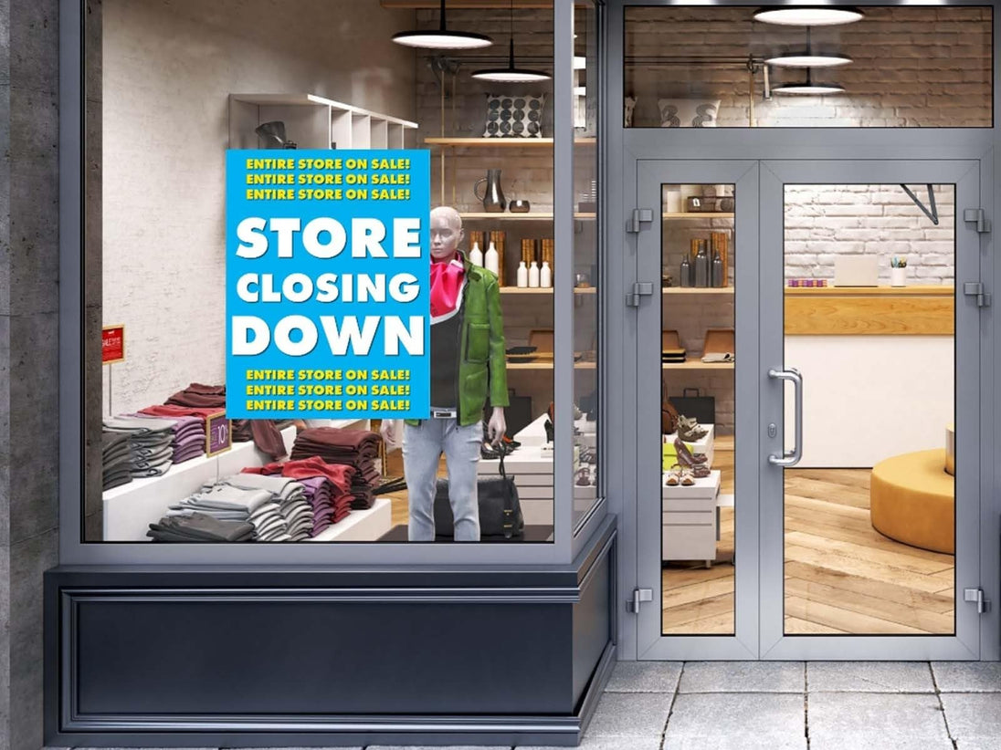 Display Closing Line Store Closing Down | Retail Window Display Sign | 18