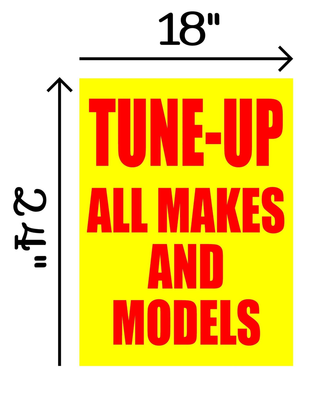 Tune Sign Tune-Up All Makes and Models | Retail Window Display Sign | 18
