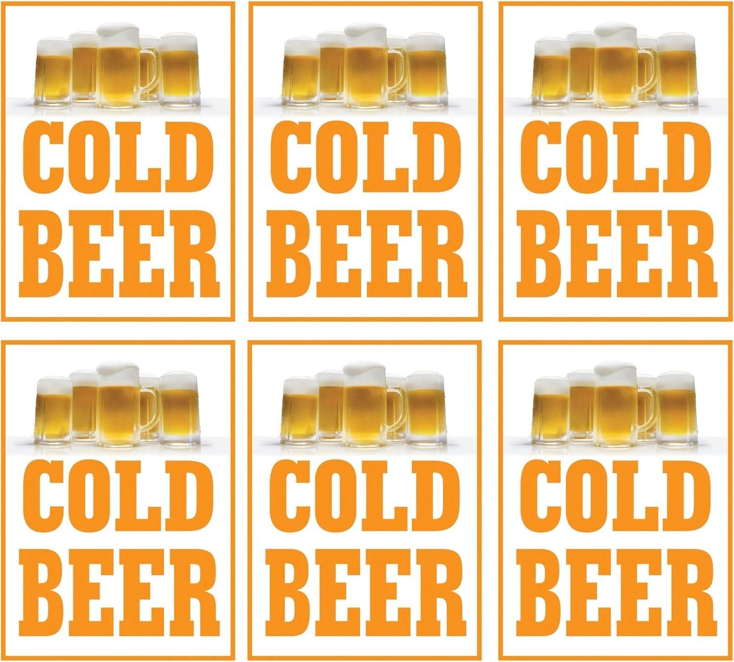 Cold Beer Retail Window Display Paper Signs | Pack of 6 | 18