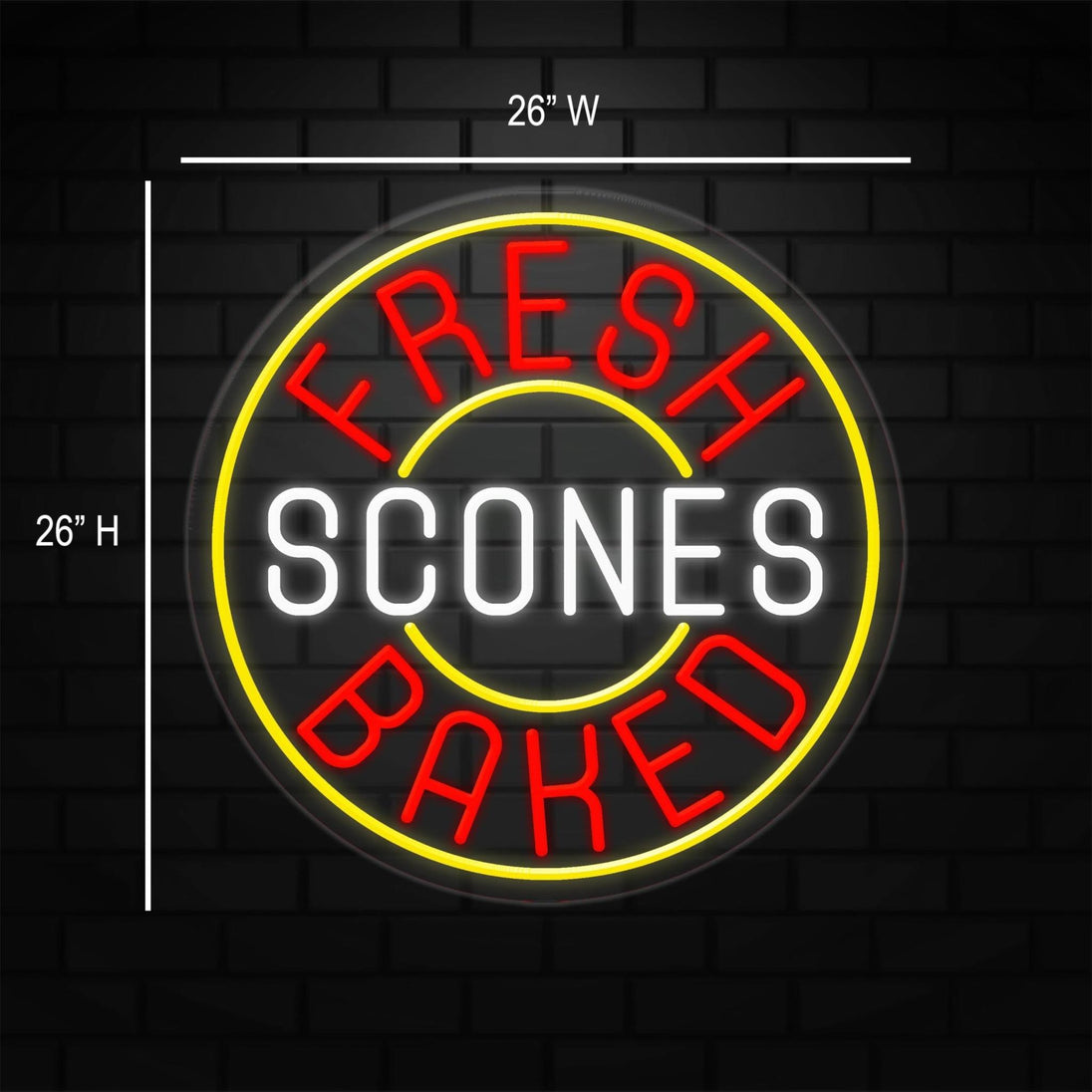 Mini Scone Sign Fresh Baked Scones Sign for Retail Displays | LED Flex Neon | 26